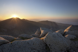 Caisteal Abhail, setting sun, Arran After an unsuccessful morning shoot, I started the long slow climb to this spot. As sunset was around 9.30pm it was nearly midnight before I got back to my car, making the total working day around 20 hours long!