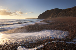 Golden Cap, waves and shingle, Dorset There are many locations that can only be shot in one particular season if you are to achieve the ideal lighting. With these south-facing cliffs winter is the best time.