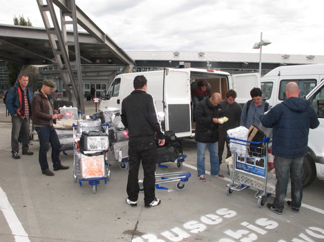 All the kit in Calafate Airport, including half the crew and producers...