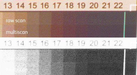 shadows of a Velvia transparency - multiscan comparison