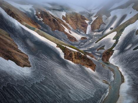 Hans Strand - Meltwater River in rain, Iceland