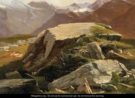 Painting 2. Alexandre Calame Rocks near Murren, Switzerland  