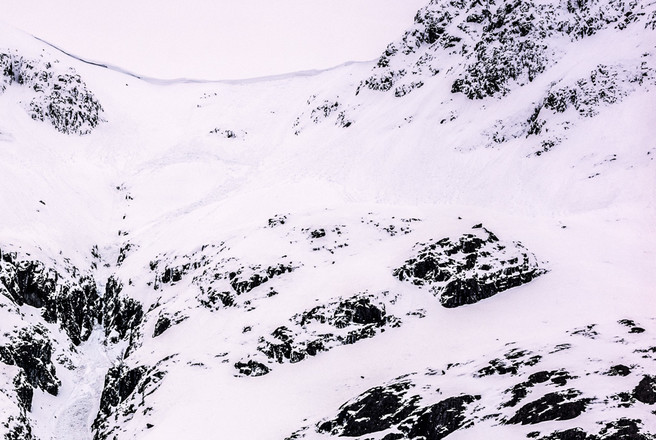 Lost Valley head wall - Too much avalanche risk to continue