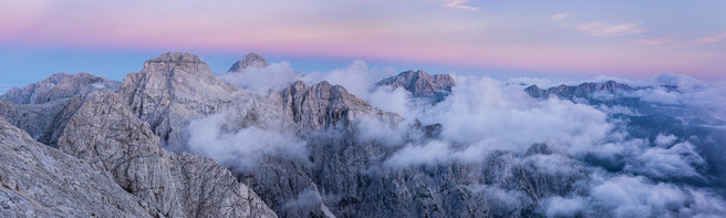 Highest peaks of Julian alps at dusk, Slovenia