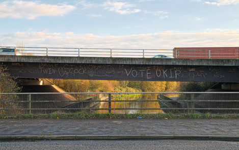 Itchen Navigation canal and M3 flyover