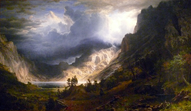 Albert Bierstadt, Storm over the Rocky mountains, 1866.