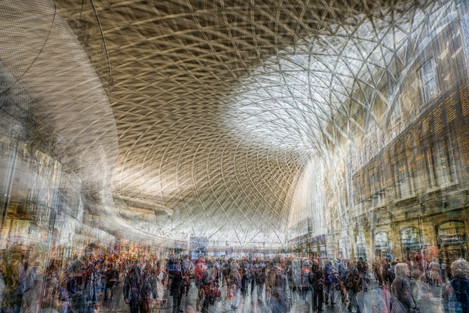 Kings Cross station: This is a multiple exposure and part of a panel of images telling the story of visitors to London rushing around all the attractions.