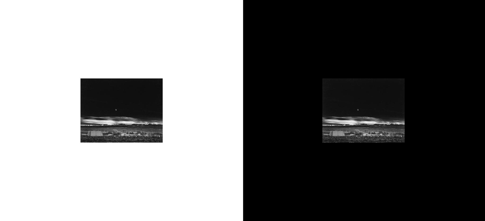 The Bartleson-Breneman effect: The black background appears to lighten the darkest areas of the image more than a white background darkens the light areas. The effect reduces the perceived contrast of images displayed with dark backgrounds.