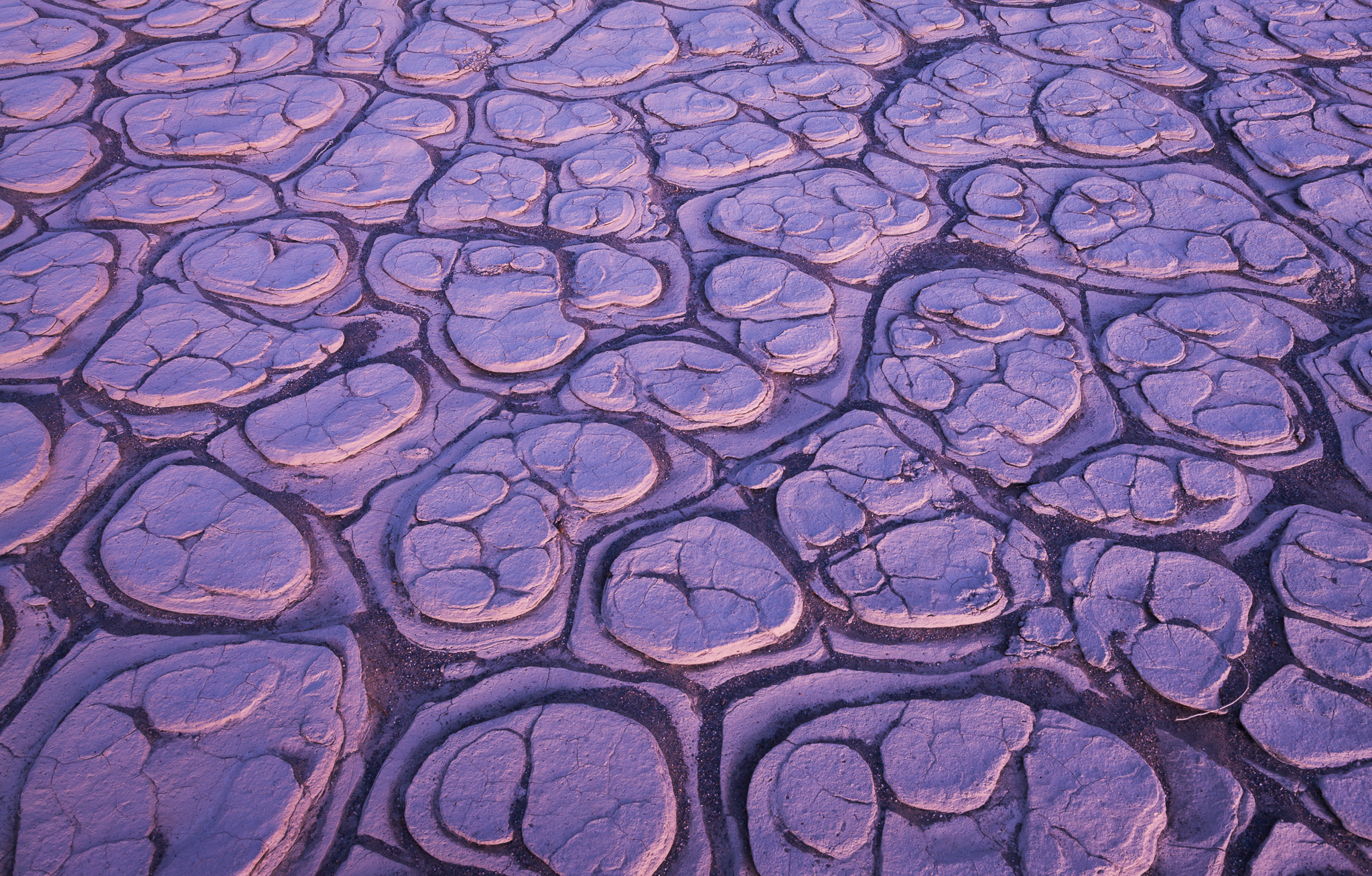 Sunset And Circular Hardpan Formations, Death Valley.