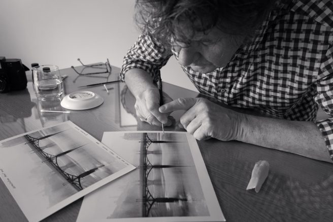 Michael Kenna Retouches Pont Des Arts, Study 1, Paris, France. 1987 In Bosham Gallery In 2019 © Henry Wells 3 Of 4
