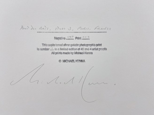 Provenance Of Pont Des Arts, Study 3, Paris, France. 1987 By Michael Kenna 3 Of 4