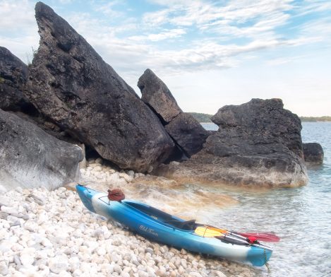 Kayak On Rocky Beach